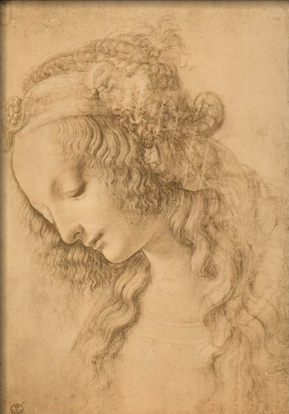 Study for the Face of the Virgin Mary of the Annunciation Now in the Louvre By Leonardo Da Vinci